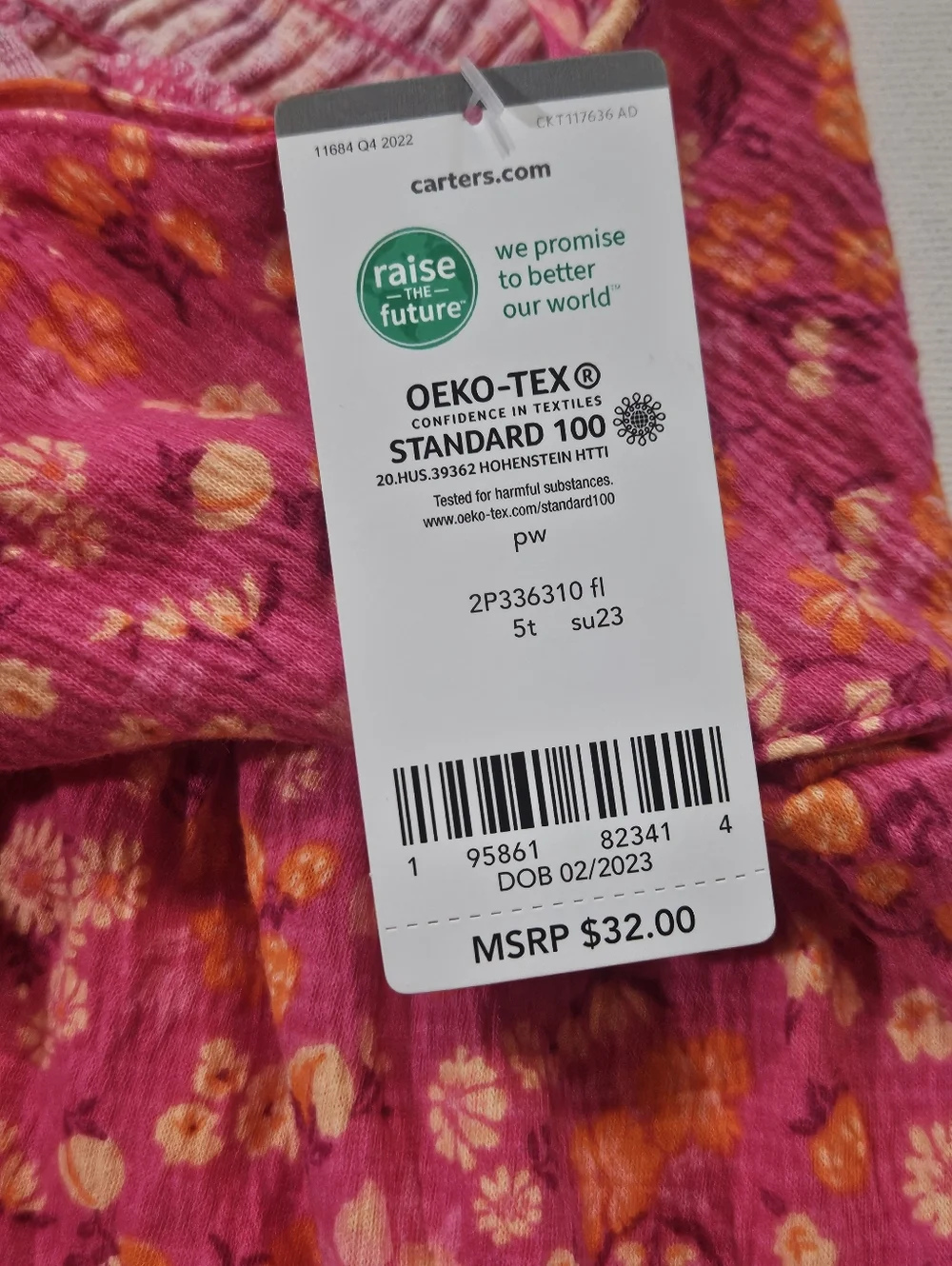NWT Carters‎ Dress Toddlers 5T Pink Orange Floral Sundress Summer Casual